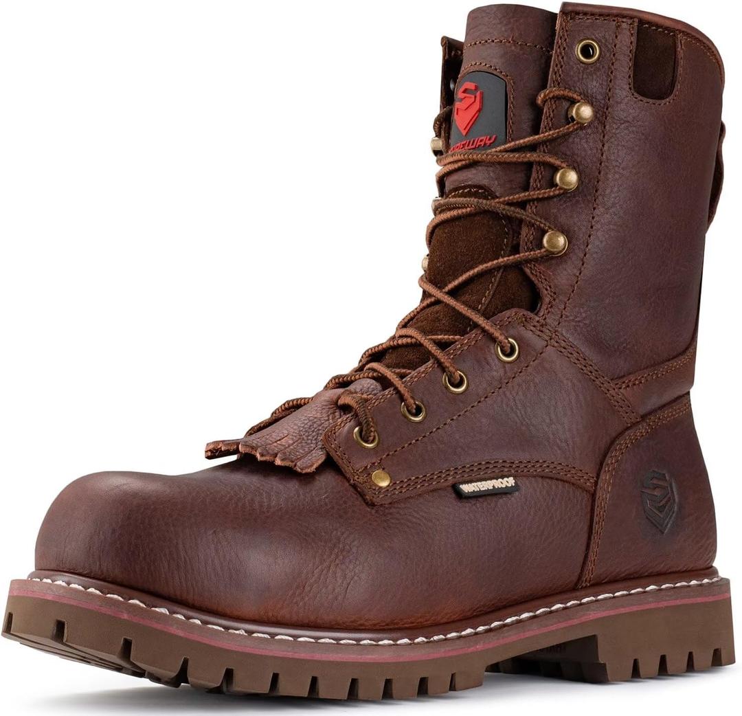 SUREWAY Men's 8" Waterproof Steel-Toe Logger Work Boot 12