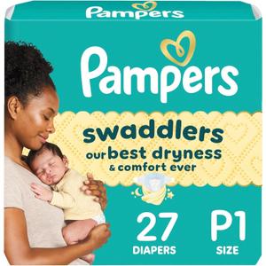 Pampers Baby Diapers  Swaddlers  Size P1, 27 Count, Ultra Absorbent Disposable Preemie Diaper