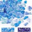 DomeStar 10LB Blue Fire Pit Glass, Crushed Fire Glass Rocks for Propane Decorative Fireplace