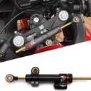 Universal Motorcycle Steering Damper, Adjustable Steering Damper Stabilizer, Linear Reversed Safety Control Aluminum Carbon Fiber (10"")
