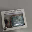 Inesore with Safety Lock for Galaxy buds 3/3Pro Case,Clear Floral Cute, Case for Women Girly with Cleaner Kit and Keychain- Green Daisy Flowers