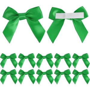 AIMUDI Green Satin Ribbon Bows 2" Self Adhesive Satin Bows for Gift Wrapping Premade Ribbon Bows with Double-Sided Tape for Making Crafts Baby Shower Birthday Party Wedding Decorations, 50 PCs