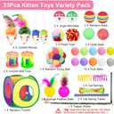 Retro Shaw Cat Toys Pack 33Pcs, Interactive Kitten Toys for Indoor Kittens Cats, Collapsible Kitty Play Tunnel Tent Feather Wand Balls Bell Springs Mouse Kitty Toys for All Breeds 15.7 Inches