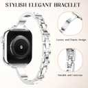 Mesime Slim Band Compatible with Apple Watch Bands 49mm 46mm 45mm 44mm 42mm 41mm 40mm 38mm for Women, Luxury Metal Bracelet Strap for iWatch Ultra 3/2/1 Series 11/10/9/8/7/6/5/4/SE/3/2/1 (Silver)