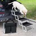 Uross Dog Stairs for Car 4 Steps - Collapsible Dog Steps Ramp for Car and SUV, Aluminum Dog Ramp Step Stairs for Large Dogs,Telescoping Dog Pet Step Stairs Ladder for Truck, High Bed (4 Steps (Suitable for Car& Small SUV))