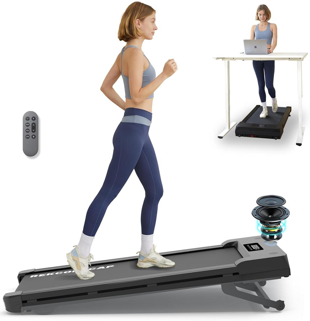 PACEROCKER Walking Pad Treadmill with 12% 9-Level Auto Incline, 450 lbs Capacity Bluetooth Speaker Under Desk Treadmills for Home Hiking, 5 MPH