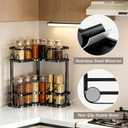 2-Tier Corner Bathroom Counter Organizer, Space Saving Black Vanity Countertop Shelf for Toiletries, Skincare & Makeup, Sturdy Stainless Steel Standing Rack for Bathroom Storage & Kitchen Spices