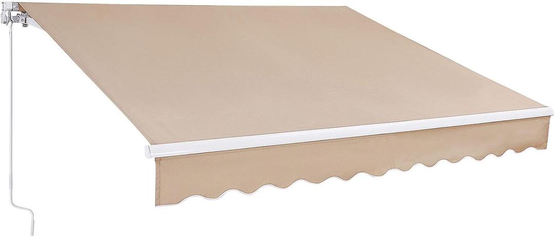 VEVOR Manual Retractable Awning, 13 x 8 ft Outdoor Patio Awning Retractable Sun Shade, Patio Door Window Awning Sunshade Shelter Water-Resistant Polyester with Crank Handle for Balcony, Backyard