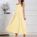 Womens Corset Dress Sexy Thigh Spaghetti Strap Bustier Cocktail Dress Low Cut Boho Formal Dresses with Pockets (Yellow, M)