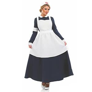 fun shack Florence Nightingale Costume, Civil War Nurse Outfit, Vintage Nurse Uniform, Classic Medic Apron for Women, Large
