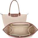 Felt Purse Organizer Insert for Longchamp Le Pliage M Bag Handbag Leather edge Longchamp Organizer Insert (Beige, Medium)