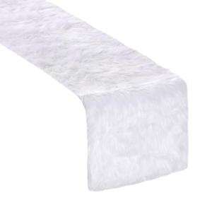 White Fur Table Runner 13.8 x 47.2 Inch Soft Luxury Faux Fur Christmas Table Runner Decoration (White, 35 x 120 cm)