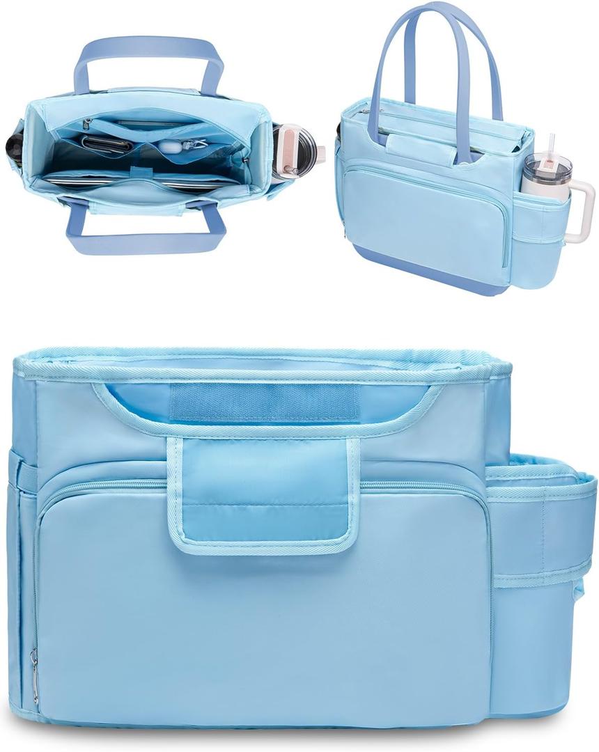 Nyton Organizer Insert Only for Medium Original Bogg Bag Accessories Inserts with Laptop Compartment Mutli Quick-Access Pockets Structured Organizers Liner Cover with Lid for Work College (BLUE, M)