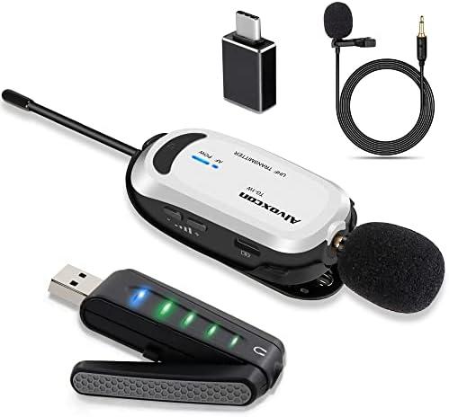 Alvoxcon Wireless Lapel Microphone for Computer, USB lavalier Mic System for MacBook, Android, PC, Laptop, Speaker, Zoom Meeting, Teacher Podcasting, Vlog, YouTube, Conference, Vocal Recording,