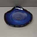 XIYOUQI Blue Decorative Bowl - 10.6” Blue Ceramic Fruit Bowl，Pottery Key Bowl for Entryway Table, Candy Dish, Jewelry Trinket Dish, Fruit Bowl for Kitchen Counter, Rustic Glazed Bowl for Home Decor