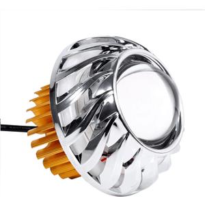 LED Motorcycle Headlights Bulb Motorcycle Headlight LED Projector Lens Single Halo Angel Devil Eye Spot Light Hi/Low Beam (white)