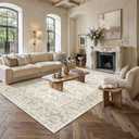 8x10 Beige Neutral Floral Living Room Area Rug