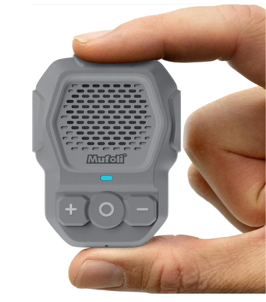 Mufoli Wearable Bluetooth Speaker, Wireless Portable Speakers, Waterproof Jobsite Speaker Up to 14 Hours Playtime, Clip Speaker Built-in Mic for Hands-Free Music/Calls, for Outdoors(Grey)