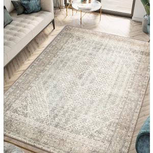 Keen Home Design 3x5 Rug - Machine Washable Entry Rug with Non-Slip Backing, Ideal for Enteryway, Kitchen, Bathroom, Laundry Room - Vintage, Easy Clean, Durable, Low Pile Rug - (3' x 5') (Dark Beige)