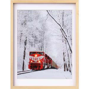 Egofine 18x24 Poster Frame Solid Wood Frame with Plexiglass Matted for 16x20 for Wall Mounting Hanging Picture Frame Vertically or Horizontally, Natural Wood