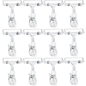 TINSKY 50PCS Clear Sign Clips Holders, Merchandise Sign Clip Rotatable Price Display Rack Acrylic Sign Holder Clip Double Sided Sale Signs Holders for Retail Rack, Baskets or Cards