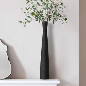 20" Black Floor Vase Long Skinny Matt Vase for Pampas Grass Modern Minimalist Tall Ceramic Flower Vases for Home Decor Office Decoration Table Centerpieces