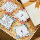 2 x 2 Pack Mini Pocket Prayer Quilt with Metal Cross Inside, Religious Encouragement Gift for Women Men, Inspirational Comfort Cloth with Scripture, Christian Sympathy Get Well Gift for Friends & Family