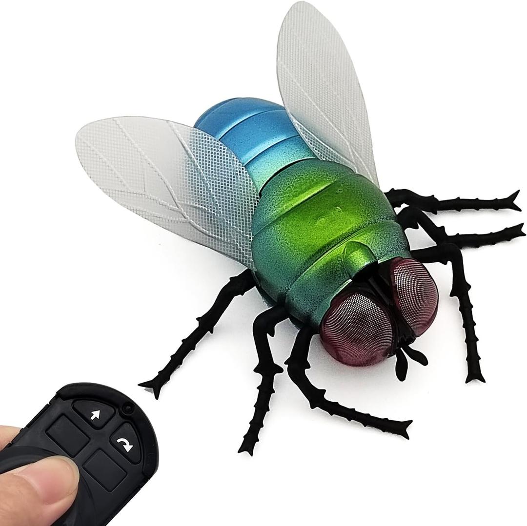Tipmant Realistic RC Flies Remote Control Insect Animal Vehicle Car Prank Toys Pet Cat Dog Teasing Kid Birthday Gifts (Blue)