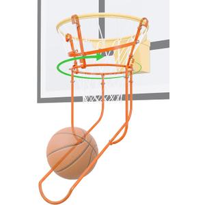 Rotatable Basketball Return Attachment: Heavy Duty Basketball Rebounder with Stable Large Hooks Set for 14"-18" Rim Baskets - Training Accessories for Shooting Practice Outdoor & Indoor