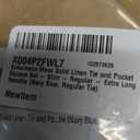 Mens Linen Tie Set - Solid Necktie with Pocket Square (Blue)