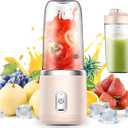 Paramexview Portable Blender 14oz for Juices & Smoothies with 6 blades Puwerful performances Fusion Blender | USB Rechargeable, Lid, Cup included | Fit for travel and outdoor activities (Pink)