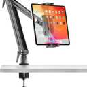 Portable Monitor Stand Desk Holder- Large Clamp support up to 6.5 12.9 14.6 15.6 18.5 inch 360 Rotating Base Swivel Tall Desk Arm Mount for iPad Pro/Mini/Air/Surface Strong Bearing Weight over 5.5lbs
