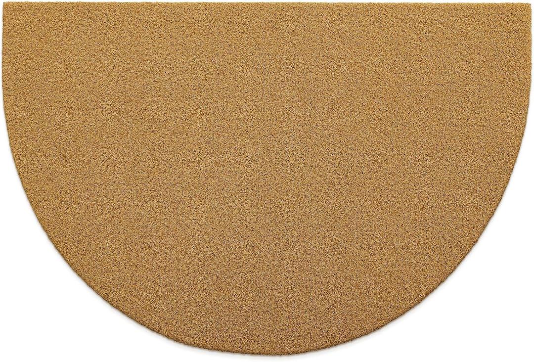 OLANLY Half Circle Door Mat 35x23, Low Profile Doormat (Plain Brown)