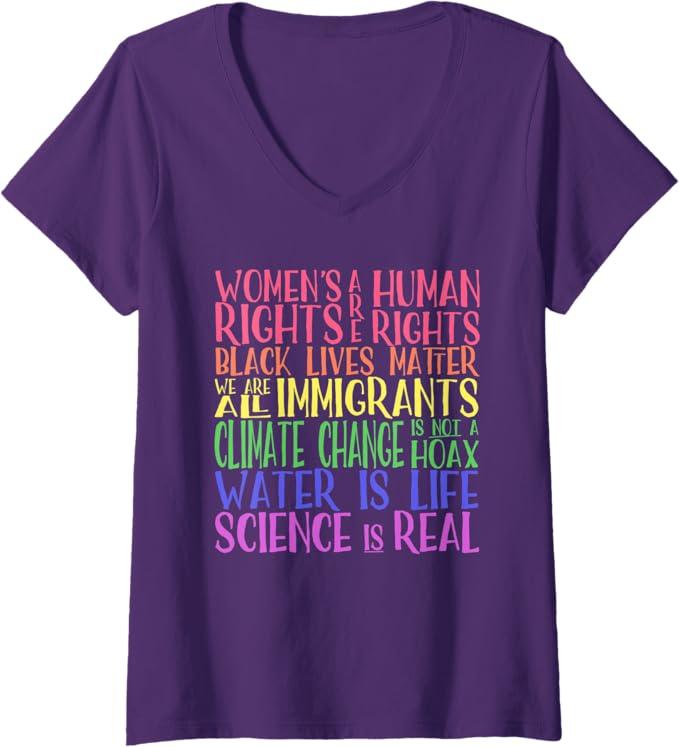Womens Political Protest - United We Are Stronger V-Neck T-Shirt,  XL