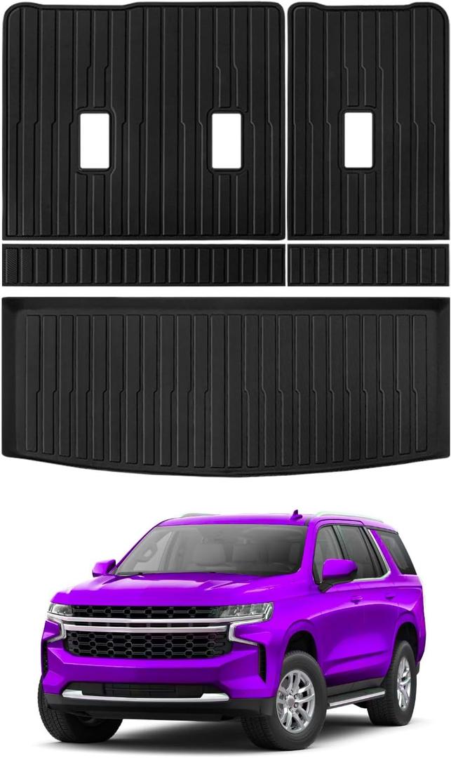 Cargo Mat with Backrest Mat for Chevrolet/Chevy Tahoe/GMC Yukon 2025-2021 All Weather Tahoe/Yukon Trunk Cargo Liner for Tahoe/GMC Yukon Accessories 2025-2021 TPE Back Seat Cover Protector