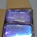 Hoolerry 4 Pcs Hard Clear Zipper Case Makeup Bags Plastic Zipper Pouch Transparent Storage Box Containers for Cosmetics, Snacks, Building Blocks, Puzzles(Clear,7.5 x 3.9 x 2 in,Purple Laser)