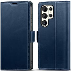 KEZiHOME Case for Galaxy S26 Ultra, Genuine Leather Wallet Case [RFID Blocking] Card Holder Kickstand Magnetic Protective Phone Folio Cover Compatible with Galaxy S26 Ultra 6.9"(Blue)