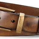 JASGOOD Women Belt Genuine leather Belt with Vintage Metal Buckle,Ladies Full Grain Leather Belt for Jeans Pants (Brown, Medium)