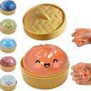 Dumpling Squishies Mystery Box,Glitter Dumpling Squishy Mystery,7 Color Options Dumplings Squishy Toy,Dumplings Sensory Squeeze Toy for Stress Relief (Transparent Gold)