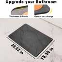 Stone Bath Mat,Diatomaceous Earth Shower Mat,Fast-Drying Stone Bathroom Floor Mat,Absorbent Non-Slip Diatomite Mats for Bathtub,Grey Marble