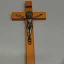 KUXBET Crucifix Wall Cross Wooden Jesus Christ Catholic Hanging Wall Cross for Home Decor 10 Inch Cross For Wall Golden Oak (10" L x 4.9" W)