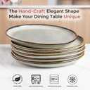 AmorArc Ceramic Dinner Plates Set of 6, 10.5 Inch Handmade Reactive Glaze Stoneware Plates, Rustic Shape Dinnerware Dish Set for Kitchen, Microwave & Dishwasher Safe, Scratch Resistant