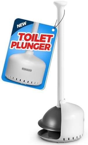 FORASTO Toilet Plunger with Holder,Plungers for Bathroom with Holder,Heavy Duty Plunger with Cover,Bathroom Decor，Bathroom Accessories，Toilet Bowl Cleaners,White