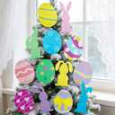 Fangoo 13 Pcs Easter Bunny Eggs Tree Ornaments Decorations with Stakes Cute Rabbit Eggs Picks Easter Tree Topper Spring Easter Party Garden Lawn Yard Sign Decoration Vase Decor