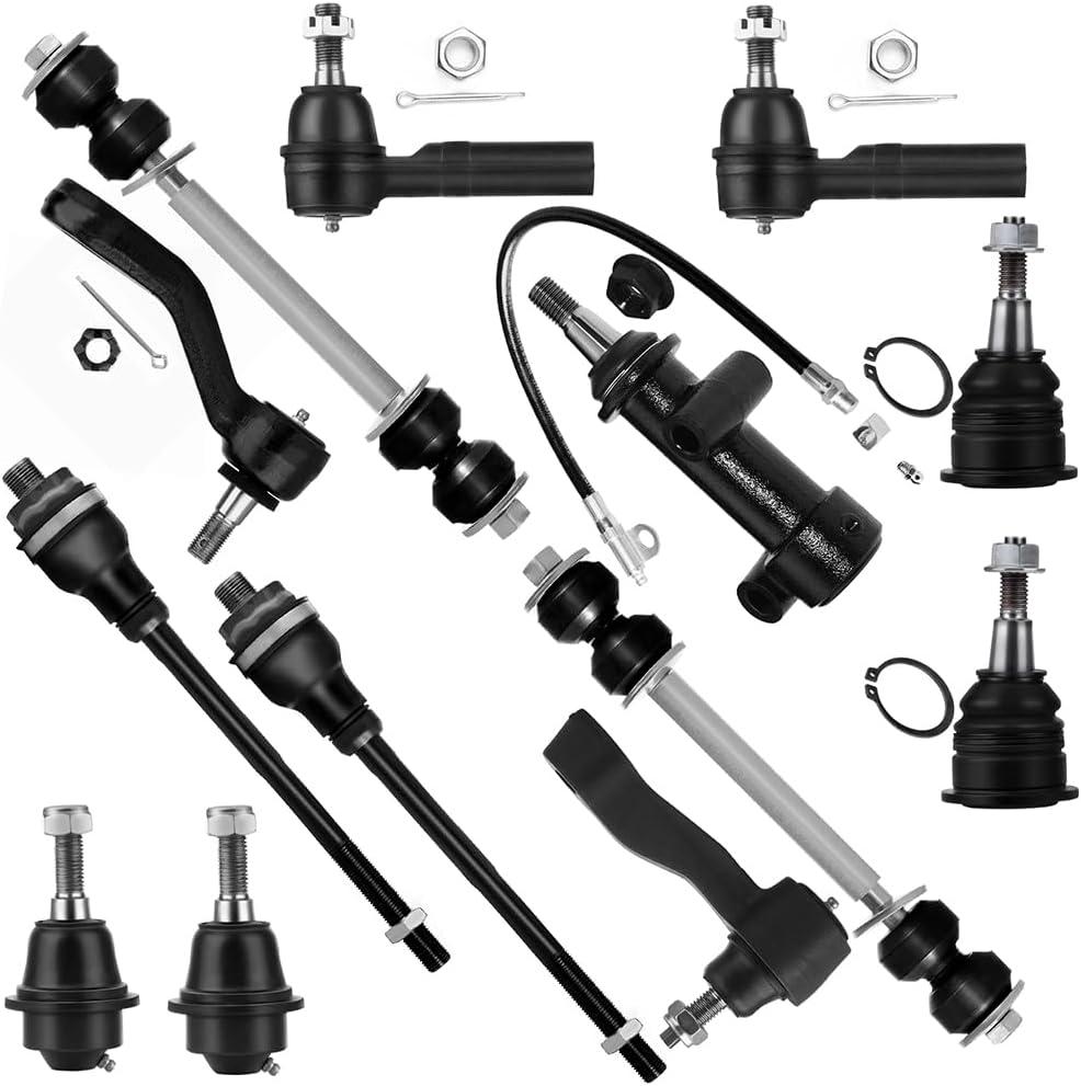 SCITOO 13pcs Suspension Kit Ball Joint Tie Rod Ends Parts Control Arms Pitman Arm-4 Groove Spline fit 2001-2010 for GMC Sierra 2500 HD 1999-2007 for Chevy Silverado 1500 4WD 4x4