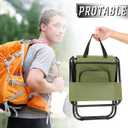 Jerify 2 Pcs Fishing Chair with Cooler Bag Multi-Function Foldable Compact Fishing Stool Hunting Chair Portable Backrest Stool with Folding Backpack for Finishing Camping Hunting Travel (Green)