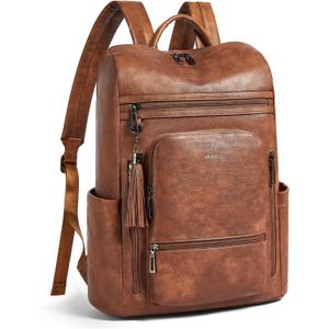 Shrrie Upgraded Large Travel Laptop Backpack with Laptop Compartment Fits 17 inch Laptop,Waterproof Vegan Leather Computer Backpack for Women and Men Work Business College