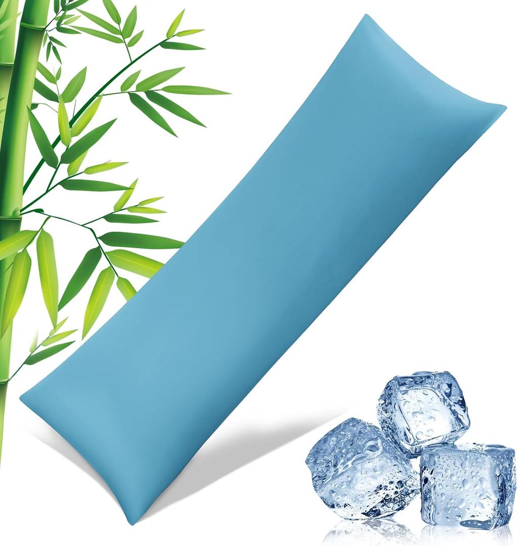Body Pillowcase with Zipper Cooling Viscose from Bamboo Zippered Pillowcases, Cool & Breathable Body Pillow Cover for Hot Sleepers and Night Sweats, 20" x 54"
