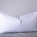 King Size Goose Down Feather Hotel Collection Bed Pillows for Sleeping One Pillow for Back, Stomach or Side Sleepers Stripe White Color