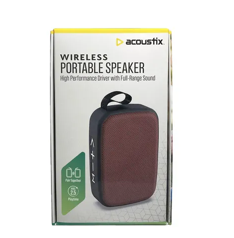 Acoustix Wireless Portable Stereo Sound Speaker, Burgundy